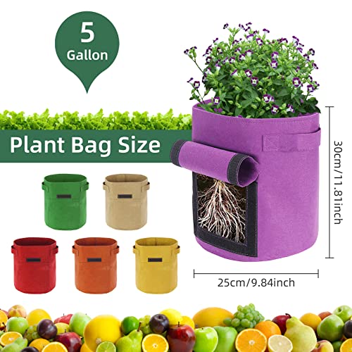 Ohiyoo Potato Grow Bags 5 Gallon, 6 Pack Vegetable Growing Bags with Handles and Window Flap - Image 3