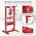 GarveeTech Hydraulic Press, 6 T Heavy Duty H-Frame Garage Floor Shop Press with Plates & Adjustable Table Height for Bending, Straightening, Installing Bearings & U-Joints, Red