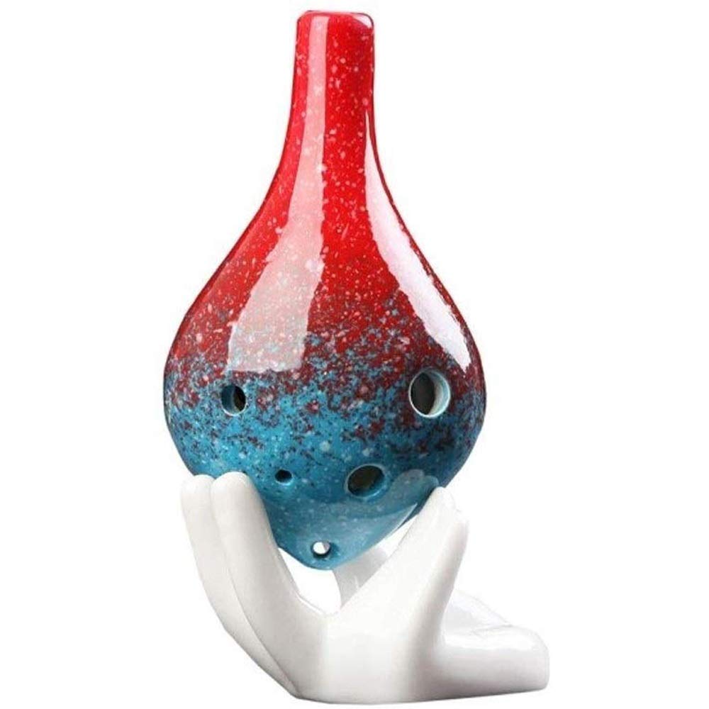 WYKDL6 Hole Wooden Ocarina Alto C Wood Ocarina Ceramic Musical Instrument 6-hole Mid-tone Tuning Adult Students Beginners To Learn Self-study Long Mouth Six-hole Porcelain Flute Instrument