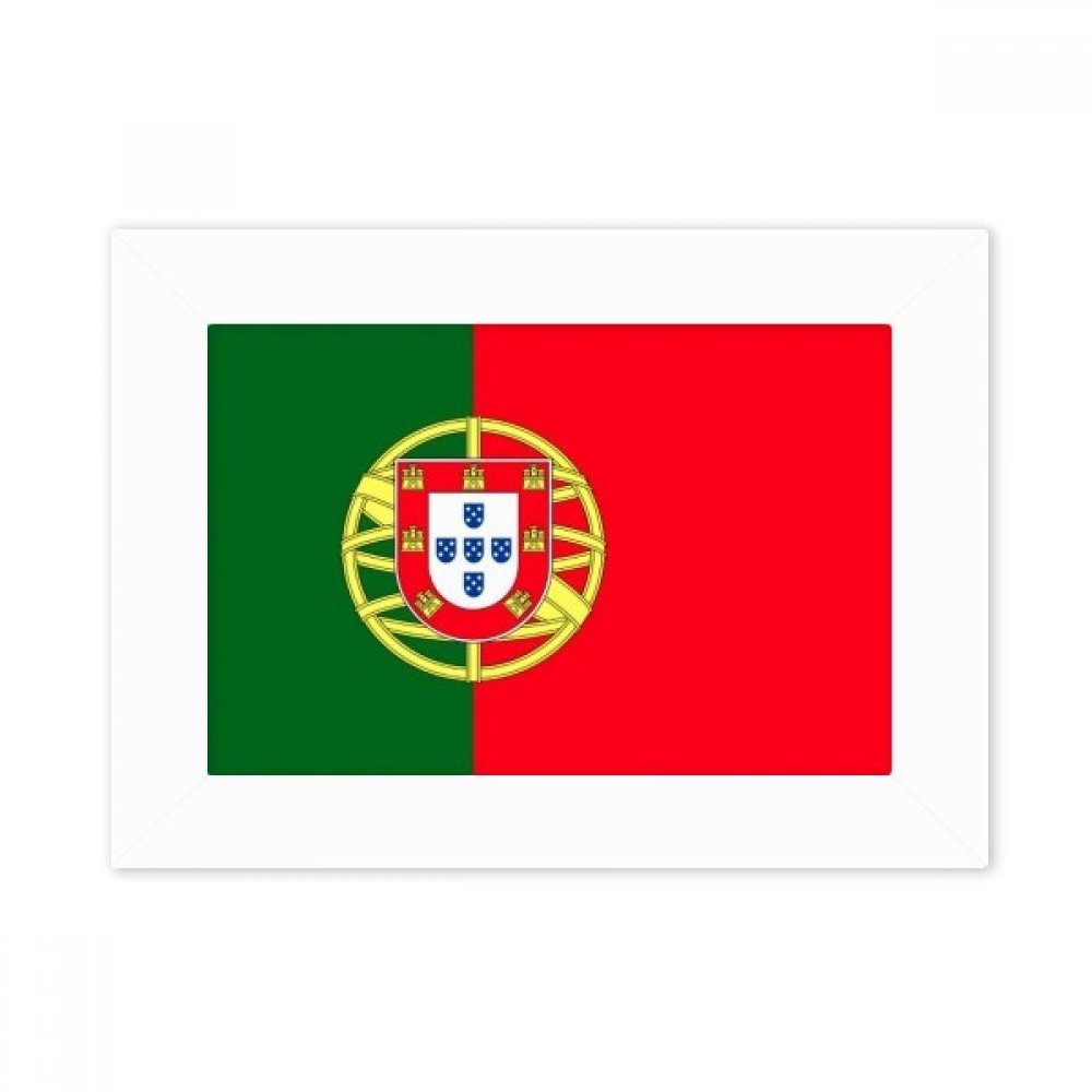 Cadre photo blanc Portugal de bureau avec drapeau national 5x7 pouces