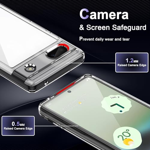 Image of Case for Google Pixel 6a, Military Grade Drop Protection Phone Case, Yellowing Resistant, Anti-Scratch Hard PC Back, Shockproof Hard Ultra-Thin Protective Cover, Clear