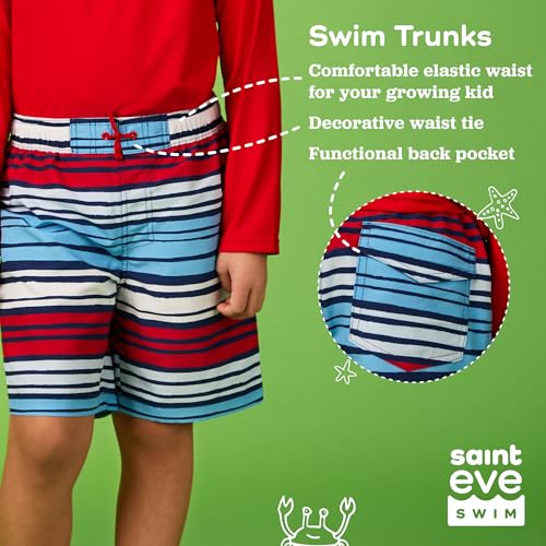 Image of Saint Eve Kids 2 Piece Swim Suit Short & Trunks Set with UPF 50+ Protection - Rash Guard Swimsuit Top & Shorts Sets for Boys