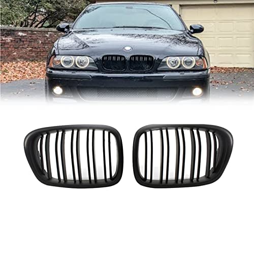 Parrilla delantera para BMW E39 de doble listón negro mate brillante