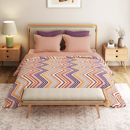 Image of Mytrident Bedsheet for Double Bed Queen Size |90 Inches x 100 Inches | Wave Purple