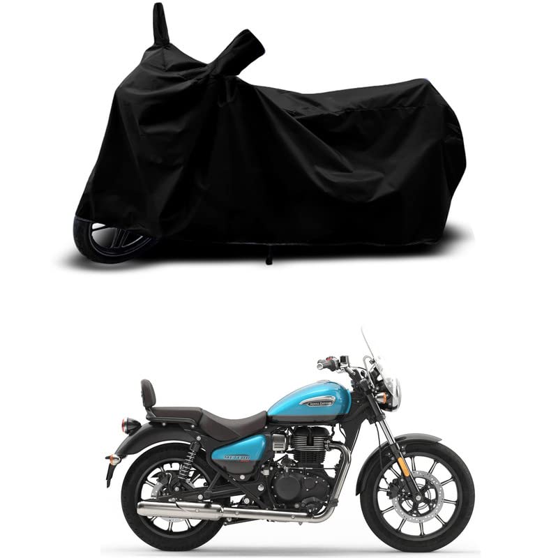 Image of 100% Scratchproof /UV-Rays /Heat Protection /Birds Dropping /Water Resistant /Dust Proof /Waterproof /Bike Scooty Two Wheeler Body Cover Compatible for Meteor 350 Supernova All Varients[Black]