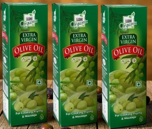 Image of LAXMI ORGANIC Extra Virgin Olive Oil 3L | Cold Pressed Jaitun Ka Tel | Pure & Natural Edible Oil for Cooking, Sauteing & Salad Dressing | Multipurpose Olive Oil for Hair, Skin & Baby Massage