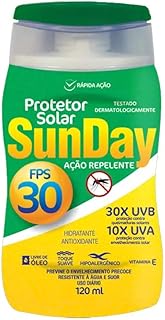 Protetor Solar Ação Repelente FPS 30 Sunday Frasco, Branco, Nutriex, 120 ml