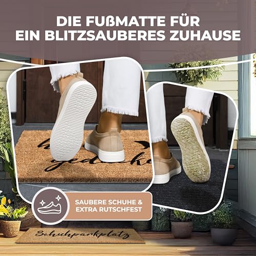 ElbFuchs Fußmatte Kokos 60x40cm Hereingedackelte I Extra langlebige & rutschfeste Kokosmatte für Innen & Überdachte Außenbereiche I Lustige Türmatte mit Dackel Motiv I Ideal als Schmutzfang