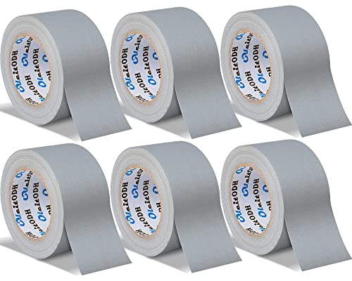 Grey Gaffers Tape 3 inch 6 Pack, Heavy Duty Gaffer Tape Bulk, No Residue Cloth Fabric Matte Finish Gaffing Tape Dance Floor,Non-Reflective Gaff Tape Hand Tear Self-Adhesive for Cable Stage Photography