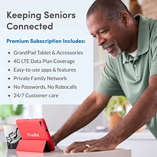 Grandpad Senior Tablet With Phone Capabilities, 4G Lte, Wireless Charger, Stylus, - 1 Month Premium Service Plan Included, Purchase A Plan At Activation #TOP2