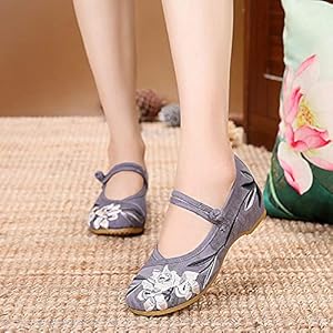 Geborduurde schoenen voor dames Jacquard katoen geborduurde vrouwen comfortabele platte schoenen dames canvas mary janes casual wandelschoenen vrouw geborduurde hakken lynlyn