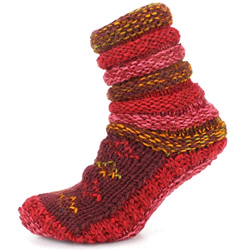 Chaussettes chausson en laine LOUDelephant bordeaux, la douceur d'un tricot cocooning fait pour durer