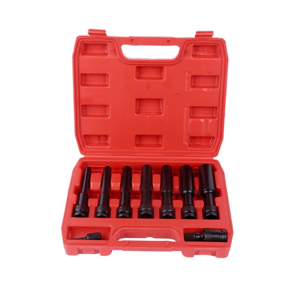 Llave de vaso hexagonal alargada de 9 piezas de 1/2 pulgadas, convertidor de llaves de vaso