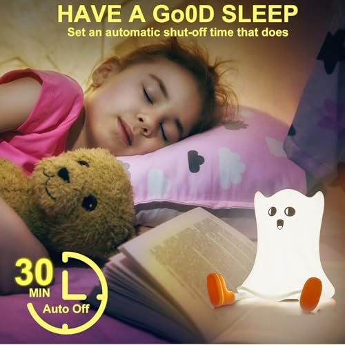 Dazhshun A059 Halloween Ghost Night Light,Cute Ghost Halloween Decor Silicone Led Warm Nursery Lamp thumb #3