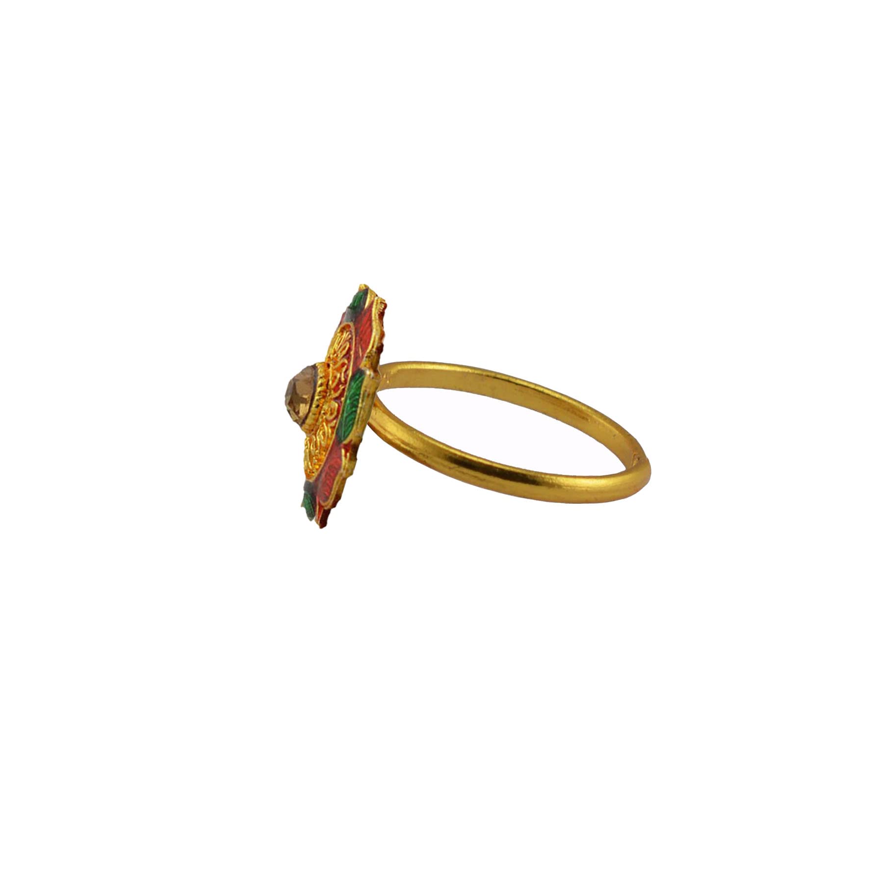 Solid Stone Stud Brass Ring Platted Regular Fit