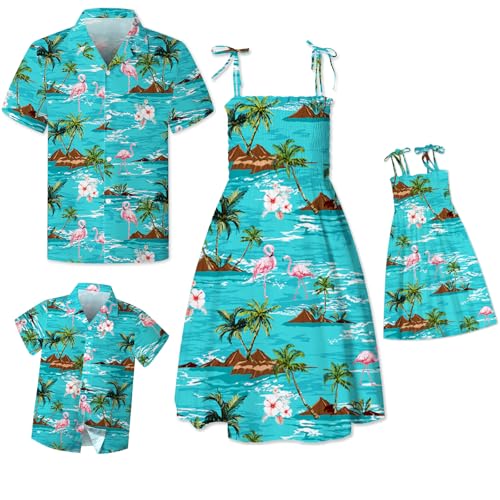 Image of SANGTREE Family Matching Hawaiian Outfits , Casual Beach Travel Clothes ,Vacation Clothing Set for Women & Men & Girls & Boys