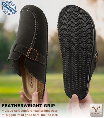 Image of BULLIANT Women Mule Clogs-Cushioned Cork Footbed-Arch Support-Fleece Lined