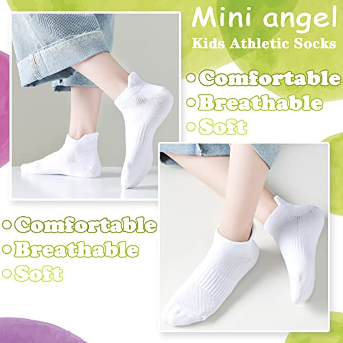 Mini Angel Boys Athletic Low Cut Socks - 6 Pack Mesh Cotton Ankle Socks With Heel Tab for Youth Girls Sports2