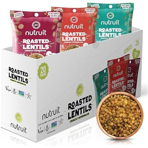 Nutruit Roasted Lentil Snacks - Tasty Snack Box with Vegan, Gluten Free, Non-GMO, High Protein, Low Calorie, Healthy On-The-Go Low Calorie Lentils Snacks - 1.2oz Packs (20-Pack Variety Box) Cover