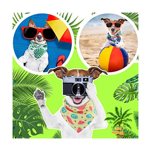 50 pieces dog bandanas for summer bulk hawaiian bandanas bibs triangle dog scarf dog kerchief set dog bandanas with fruit leave flamingo patterns for summer pet costume accessories decoration - image 7