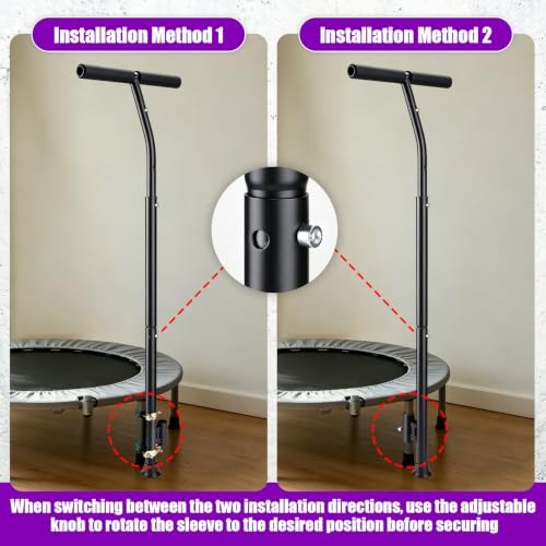 Image of TOBWOLF Quick-Release Handle Bar for Straight Leg Fitness Trampoline, Non-Slip Cushy Rebounder Handle Accessory, Fitness Trampoline Pole Cup Holder