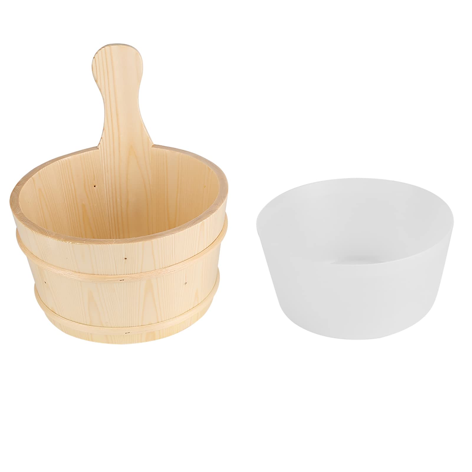 Mokernali Seau De Sauna avec Louche, Seau pour Sauna, Ensemble De Louche en Bois Naturel, Qualité Et Durable, Seau d'eau De Sauna Et Louche, pour Sauna, Spa Et Accessoires De Bain