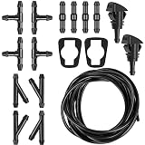 Windshield Washer Hose Kit, 5M Hose +12 Connectors +2 Fan Nozzles+ 2 Rubber Gaskets, Windshield Wash