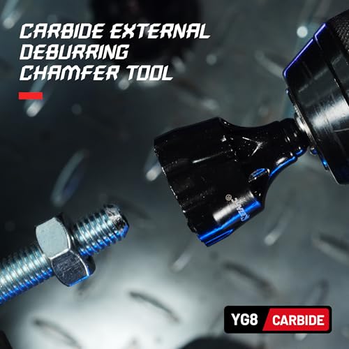 EZARC Entgratungswerkzeug für externe Fasen, Anfasbohrer aus Wolframkarbid, Entgratungsbohrer, Gratentfernungswerkzeug, Schnellspannschaft, passend für 9/16- 1-3/8 (14 mm-35 mm)