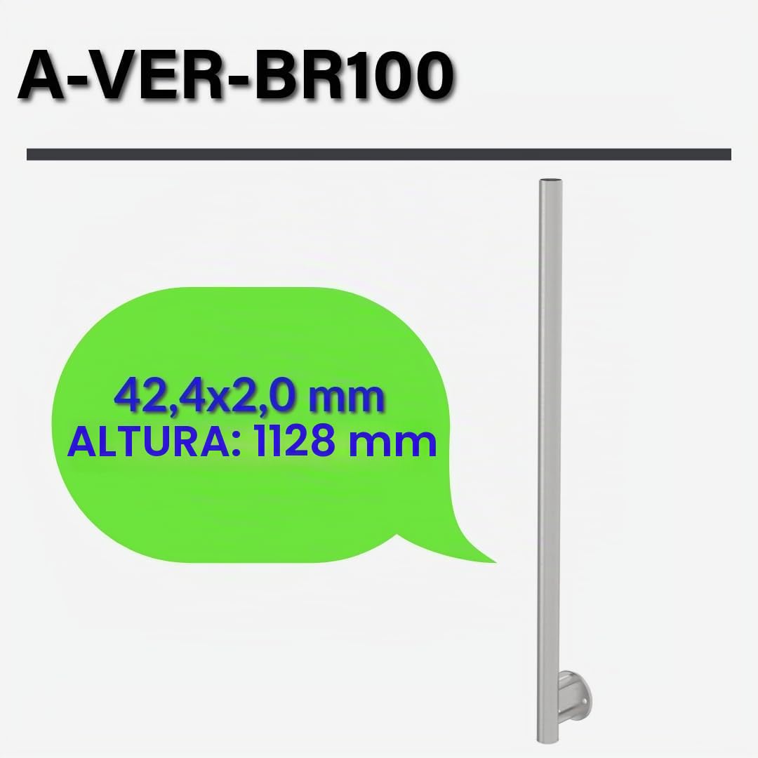 Sellon24® Postes de acero inoxidable V2A, 42,4 mm, soporte superior abierto, soporte exterior, fijación a la pared, tubo lateral, mejilla, barandilla