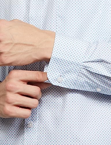 Image of Raymond Men's Pure Cotton Print Pattern Slim Fit Semi Cutaway Collar Full Sleeve Formal Shirt