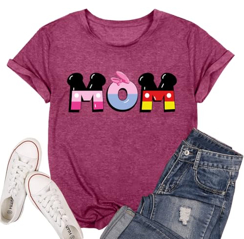 Mama Shirts for Women: Mom Letters Print T Shirt Magical Funny Cartoon Mom Graphic Tees Casual...