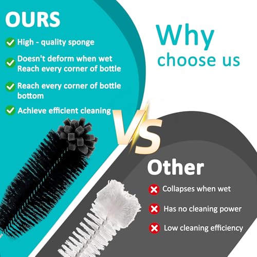 Scratch-Free Bottle Cleaning Brushes with Wooden Handle, Ideal for Narrow Neck Water Bottles & SodaStream Bottles - Image 6
