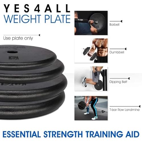 Yes4All 1-Inch Cast Iron Weight Plates For Dumbbells – Standard Weight Disc Plates (5 Lbs, Set Of 2) #TOP5