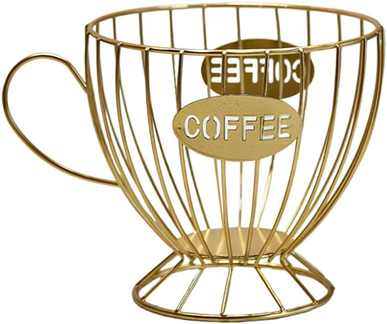 Coffee Pod Holder Large Capacity Coffee Pod Storage Metal Kitchen Countertop Organizer for Home Office Gold B