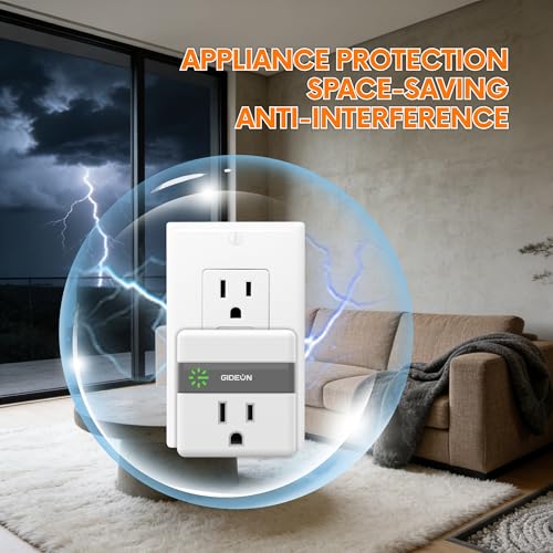 GIDEON Protecteur de pression à sortie unique, réfrigérateur 120V, 525J Protection contre les surtensions/sous tension, 15A 1800W Plug mural pour réfrigérateur, TV, PC & Appareils ménagers