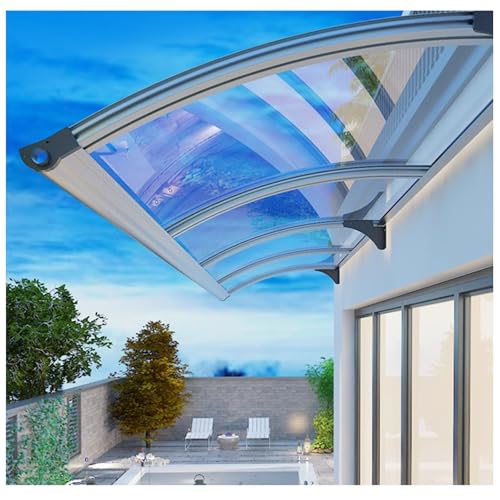 Toldo de Aluminio Duradero para Puertas y Ventanas, Cubierta de policarbonato Resistente a la Intemperie, protección contra el Sol y la Lluvia, Gran Refugio Exterior de 65 x 330 cm, Elegante