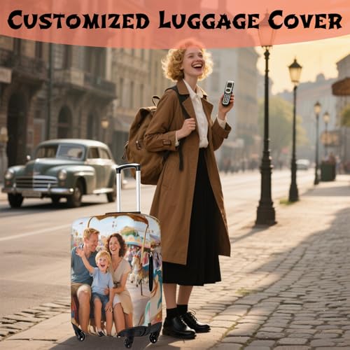 Custom Travel Luggage Covers For Luggage Design Your Photo Name Text Logo Personalized Washable Suitcase Cover For Travel Business Bright Green X-Large2