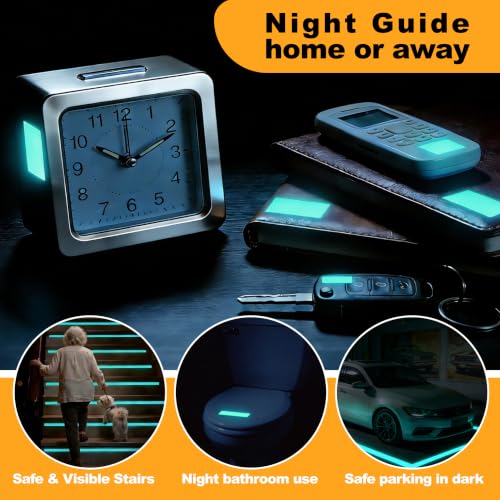 Image of High Brightness Glow in the Dark Tape for Safety Marking, Art Craft DIY, Halloween Deco and Party Accessories. Non-Toxic Adhesive, Waterproof Rechargeable Luminous Tape Blue-Green Light (1 in X 30 ft)