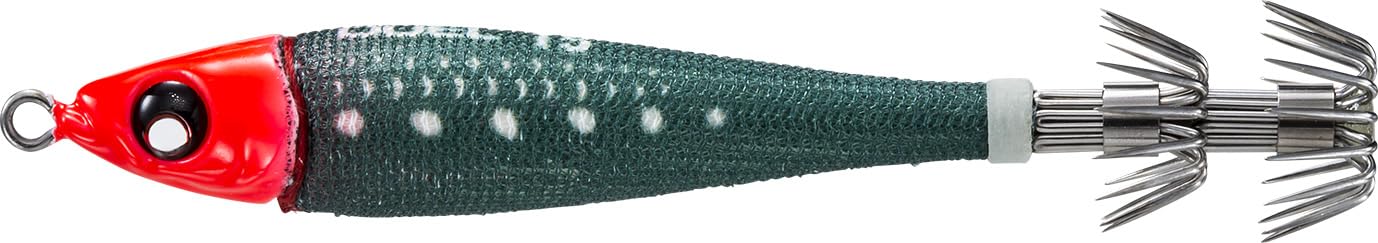Yo-Zuri Ultra Metal Squid Jig, Sinking, 3-3/8 Inch, 83mm, 10 1-3/8oz, Luminous Red Green