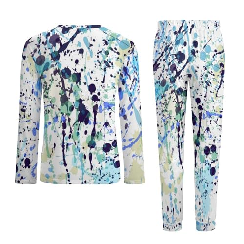 Pajamas Sets for Men Funny 2 Piece Casual Long Sleeve Loungewear Round Neck Top with Long Pants Comfy Warm Sleepwear3