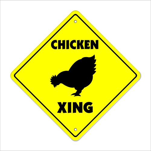 Chicken Crossing Sign Zone Xing | Indoor/Outdoor | 12" Tall Plastic Sign rancher farmer gag funny raising breeding