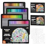 ENSEMBLE DE STYLO FEUTRE FIN - Le pack de stylos fineliners Shuttle Art contient 100 couleurs uniques, brillantes et magnifiques avec 2 pochoirs et 2 livres de coloriage pour adultes, ce qui en fait le grand ensemble disponible sur Amazon. Le Fineliner a une pointe en fibre extra fine de 0,4 mm et est idéal pour les croquis, la fabrication de cartes, la réservation de ferraille, la journalisation et la coloration.