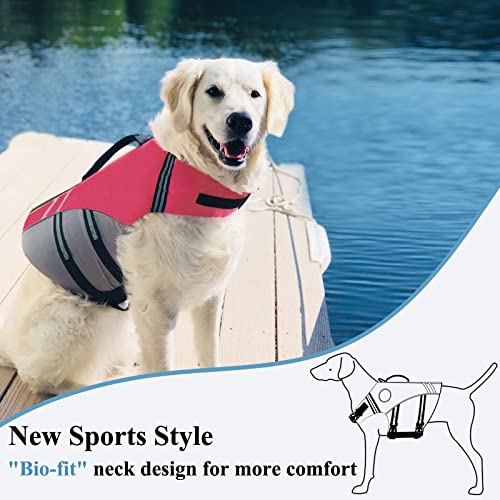 VIVAGLORY Sports Style Dog Life Jacket with Extra Flotation, Adjustable & Durable Swim Vest with Secure Fastening System for Large Dogs, Bright Pink - Image 3