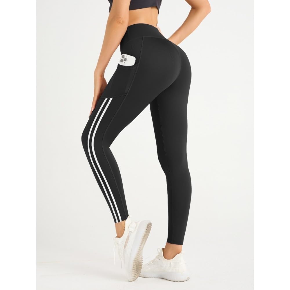 DYRBF - Leggings da donna a vita alta per yoga, con tasche, per corsa, tasca per telefono, controllo della pancia, pantaloni da allenamento per palestra, fitness