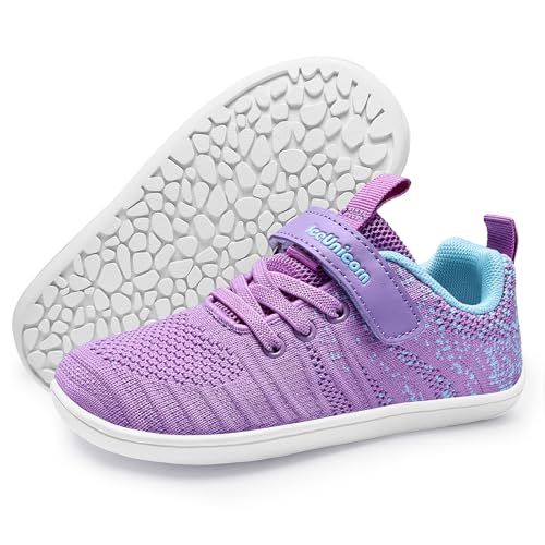 IceUnicorn Hausschuhe Kinder Barfußschuhe Jungen Mädchen Sportschuhe Barfussschuhe Minimalistische Hallenschuhe(Rosa Lila 33EU)