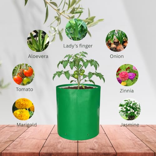 Image of HDPE UV Treated 340 GSM Plant Growing Bags for Terrace Gardening Easy to Use 09 x 12 Inch - Pack of 10