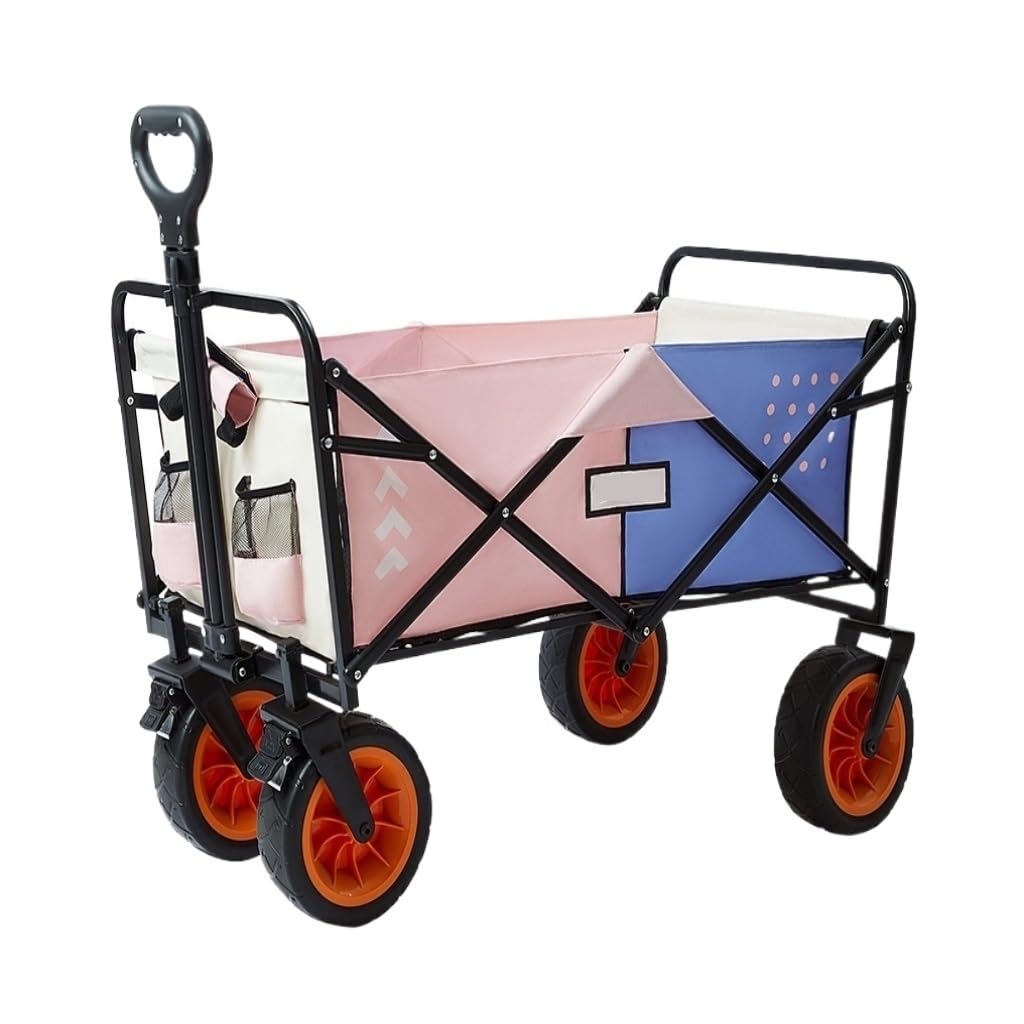 Carrito de Camping Plegable y práctico de Cuatro Ruedas, Carrito portátil para Playa, Picnic al Aire Libre, Remolque Plegable y Ligero para Camping, Senderismo y Aventuras.