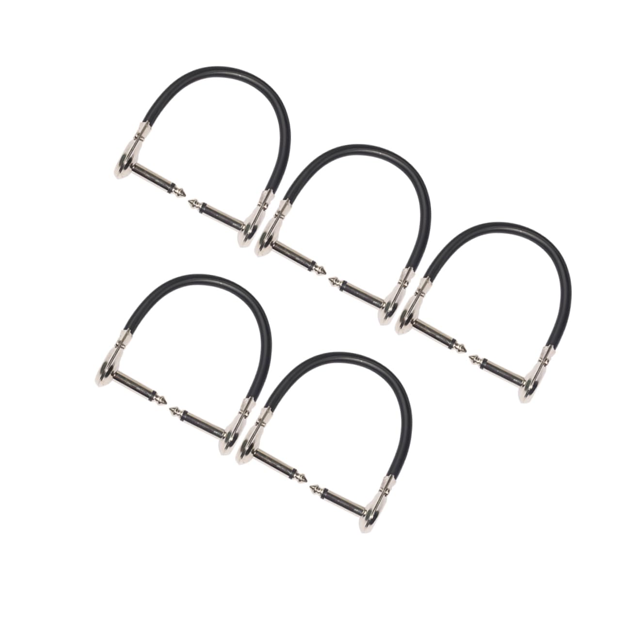 NULYLU 5-Pack 6.35mm Male to Male Right Angle Guitar Pedal Cable Pure Signal Transparent Elbow Patch Cable for Guitar Effect Pedal