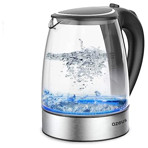 AZEUS Fast Boil Electric Water Kettle, 1.8L Large Capacity with Auto Shut-Off and Boil-Dry Protection, BPA-Free Borosilicate Glass &Stainless Steel