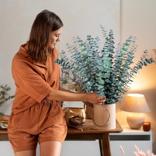 Eslibin 21 Pcs Real Dried Eucalyptus Stems, 17" Natural Fresh Eucalyptus Branches for Shower, Greenery Leaves for Vase Filler, Fragrance, Fresh Silk Dry Live Plants Decor Eslibin 21 Pcs Real Dried Eucalyptus Stems, 17" Natural Fresh Eucalyptus Branches for Shower, Greenery Leaves for Vase Filler, Fragrance, Fresh Silk Dry Live Plants Decor